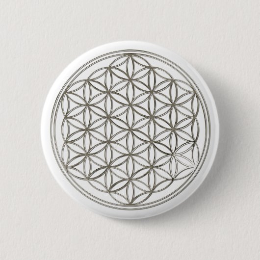 Blume des Lebens / Flower Of Life | silver big Button (Vorderseite)