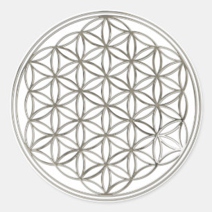 Blume des Lebens / Flower Of Life   silver big Runder Aufkleber