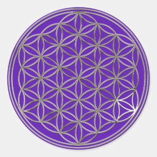 Blume des Lebens / Flower Of Life   silver violet Runder Aufkleber
