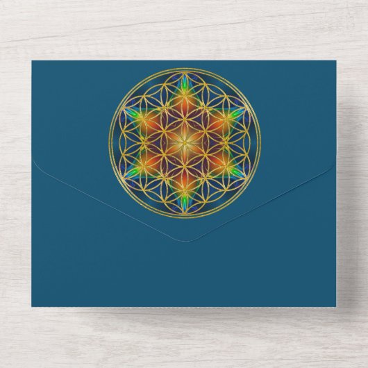 BLUME DES LEBENS - Fraktal Blossom 1 All In One Einladung (Rückseite)