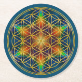 BLUME DES LEBENS - Fraktal Blossom 1 Runder Pappuntersetzer (Vorderseite)