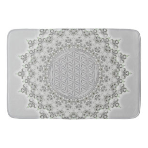 Blume des Lebens - Fraktal Mandala grau Badematte