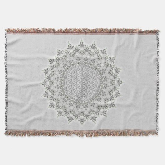 Blume des Lebens - Fraktal Mandala grau Decke (Vorderseite)