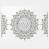 Blume des Lebens - Fraktal Mandala grau Fleecedecke (Vorderseite (Horizontal))