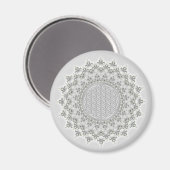 Blume des Lebens - Fraktal Mandala grau Magnet (Vorderseite/Rückseite)