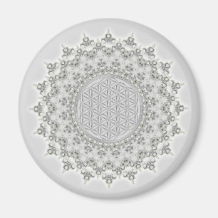 Blume des Lebens - Fraktal Mandala grau Magnet