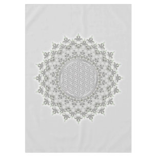 Blume des Lebens - Fraktal Mandala grau Tischdecke