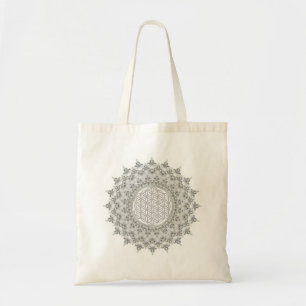 Blume des Lebens - Fraktal Mandala grau Tragetasche