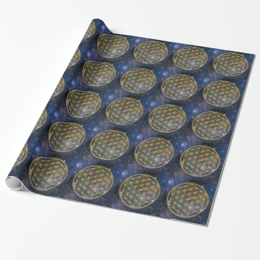 Blume des Lebens - Galaxie Geschenkpapier (Ungerollt)