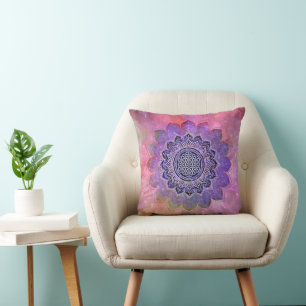 Blume des Lebens - Galaxie im Vintagen Stil 1 Kissen