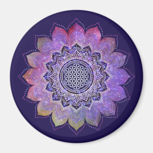 Blume des Lebens - Galaxie im Vintagen Stil 1 Magnet