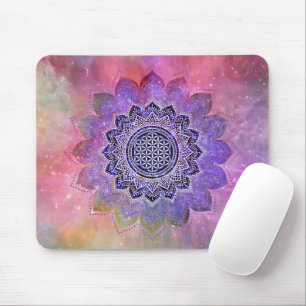 Blume des Lebens - Galaxie im Vintagen Stil 1 Mousepad