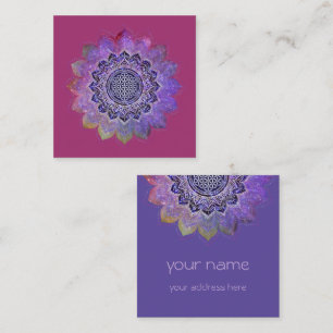 Blume des Lebens - Galaxie im Vintagen Stil 1 Quadratische Visitenkarte