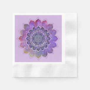 Blume des Lebens - Galaxie im Vintagen Stil 1 Serviette