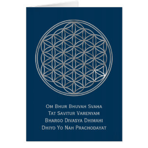 Blume des Lebens & GAYATRI MANTRA silber, dunkel