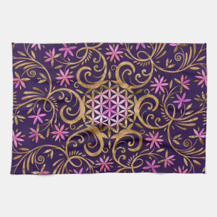 Blume des Lebens - geblüht Mandala Geschirrtuch