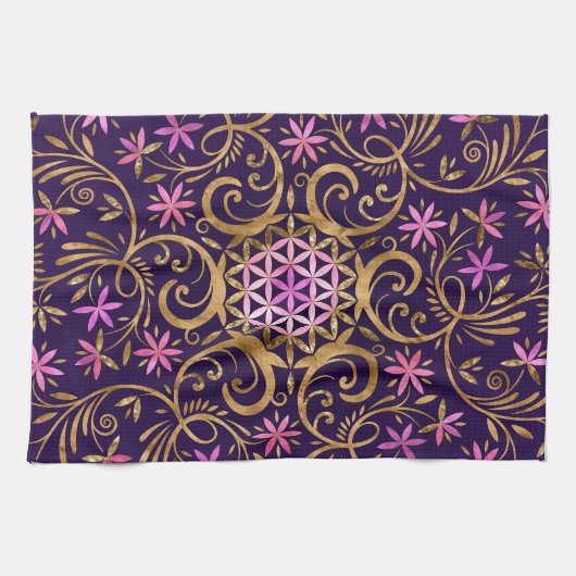 Blume des Lebens - geblüht Mandala Geschirrtuch (Horizontal)