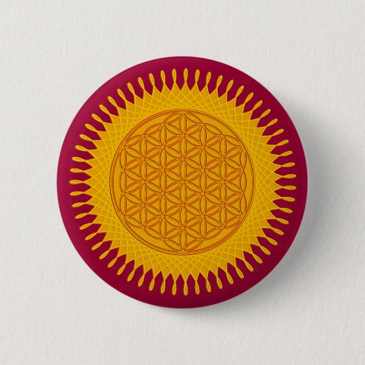 Blume des Lebens - gelb sonnig Button (Vorderseite)