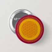 Blume des Lebens - gelb sonnig Button (Vorne & Hinten)