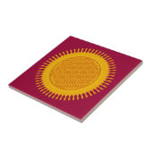 Blume des Lebens - gelb sonnig Fliese (Seite)