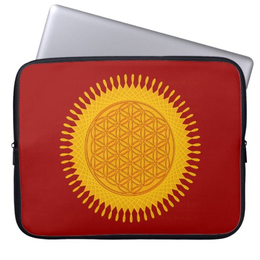Blume des Lebens - gelb sonnig Laptopschutzhülle (Vorderseite)
