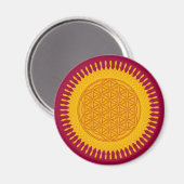 Blume des Lebens - gelb sonnig Magnet (Vorderseite/Rückseite)