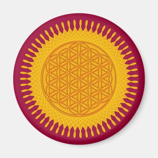 Blume des Lebens - gelb sonnig Magnet (Vorne)