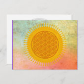 Blume des Lebens - gelb sonnig Postkarte (Vorne/Hinten)