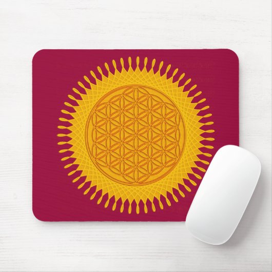 Blume des Lebens - gelbes sonniges Mousepad (Mit Mouse)