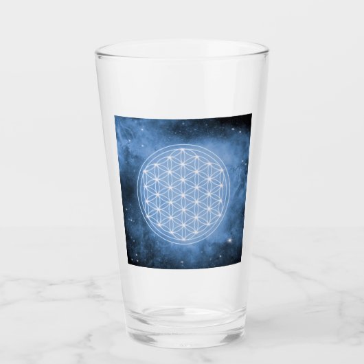 Blume des Lebens, geometrisch heilig, Chakra,zen Glas (Vorderseite)