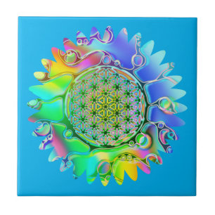 Blume des Lebens - Geometrische Blüte 5 Fliese