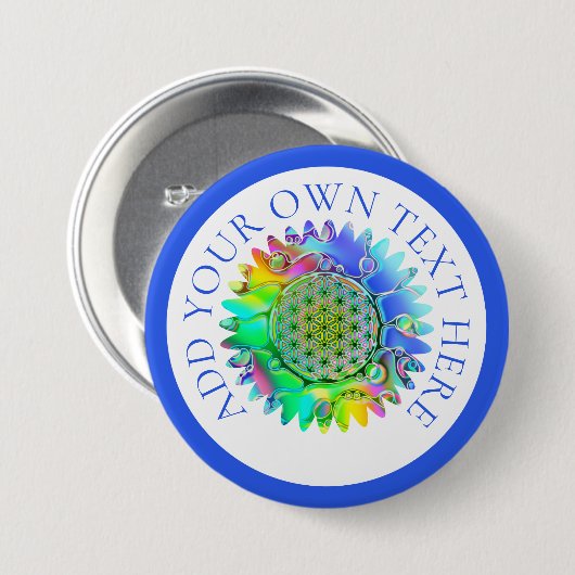 Blume des Lebens - geometrisches Blossom 4 Button (Vorne & Hinten)