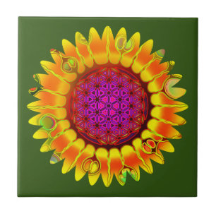 Blume des Lebens - geometrisches Blossom 4 Fliese