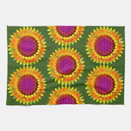 Blume des Lebens - geometrisches Blossom 4 Geschirrtuch (Horizontal)