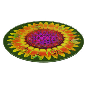 Blume des Lebens - geometrisches Blossom 4 Schneidebrett