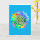Blume des Lebens - geometrisches Blossom 5 Karte (Gelbe Blume)