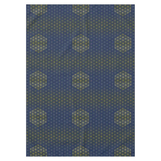 Blume des Lebens - Gittermuster Gold Silber Tischdecke (Vorderseite)