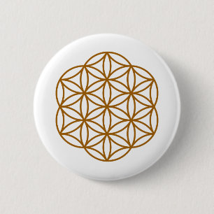 Blume des Lebens Gold 2 Button