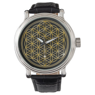 Blume des Lebens - Gold Armbanduhr
