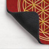 Blume des Lebens / gold big darkred splatter BG Mousepad (Ecke)