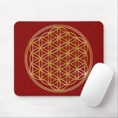 Blume des Lebens / gold big darkred splatter BG Mousepad (Mit Mouse)