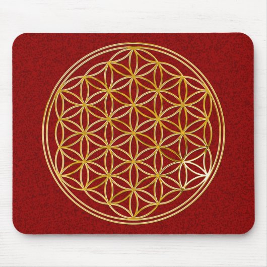 Blume des Lebens / gold big darkred splatter BG Mousepad (Vorne)