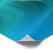 Blume des Lebens | Gold, Blaue Wellen Poster (Ecke)