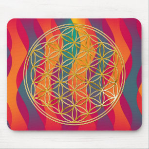 Blume des Lebens / gold coloured waves Mousepad