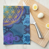 Blume des Lebens - Gold - Fraktal 1 Geschirrtuch (Viertel Falte)