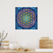 Blume des Lebens - Gold - Fraktal 1 Poster (Küche)