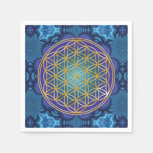 Blume des Lebens - Gold - Fraktal 1 Serviette (Vorderseite)