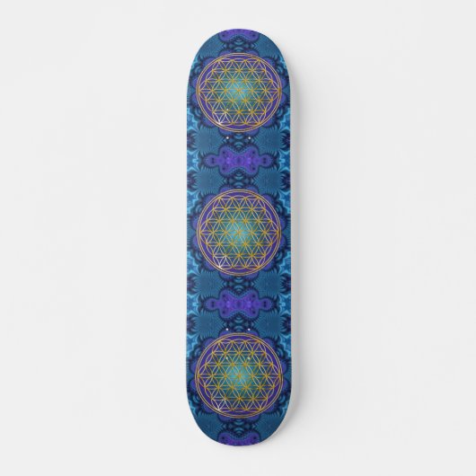 Blume des Lebens - Gold - Fraktal 1 Skateboard (Vorne)