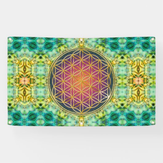 Blume des Lebens - Gold - Fraktal 2 Banner (Horizontal)