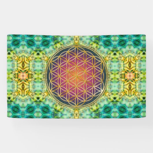 Blume des Lebens - Gold - Fraktal 2 Banner (Horizontal)